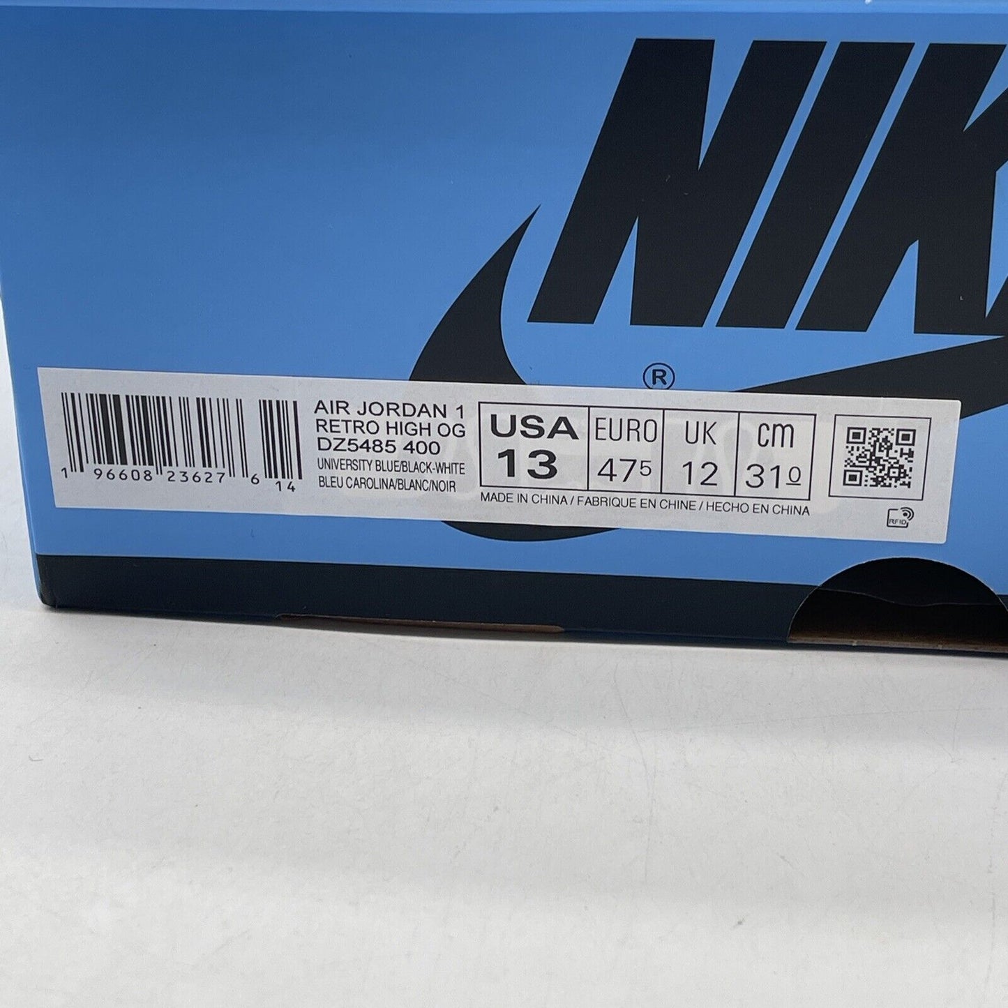 Size 13 - Jordan 1 Retro OG High UNC Toe Blue Black White Leather (DZ5485-400)