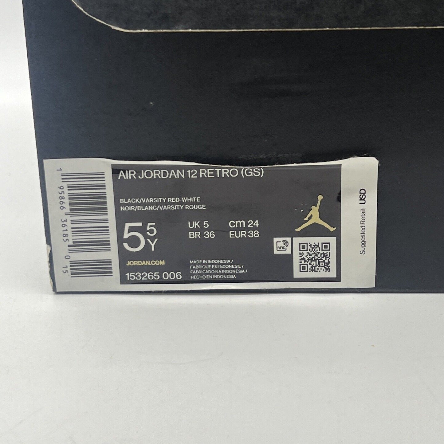 Size 4.5 - Jordan 12 Retro Mid Playoff Black White Red Leather (153265-006)