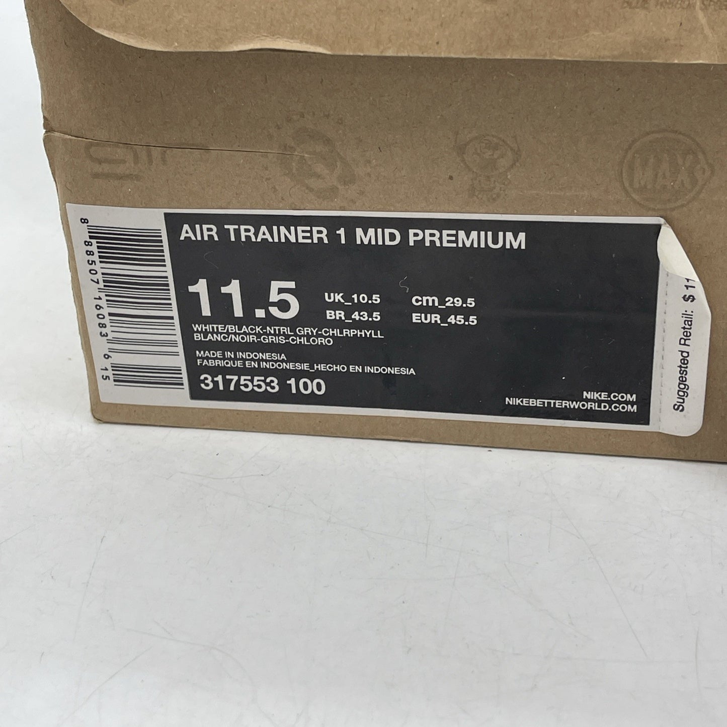 Size 11.5 - Nike Air Trainer 1 Premium Mid Chlorophyll (317553-100)