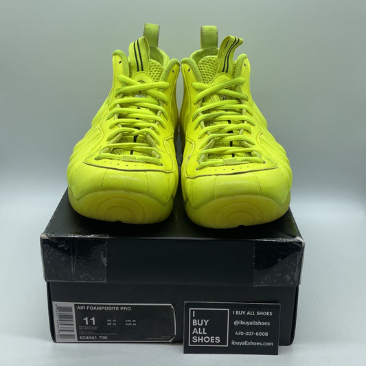 Size 11 - Nike Air Foamposite Pro Volt 2014 Black Leather Suede (624041-700)