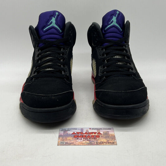 Size 9 - Jordan 5 Retro Top 3 Black 2020 Purple Red Suede (CZ1786-001)