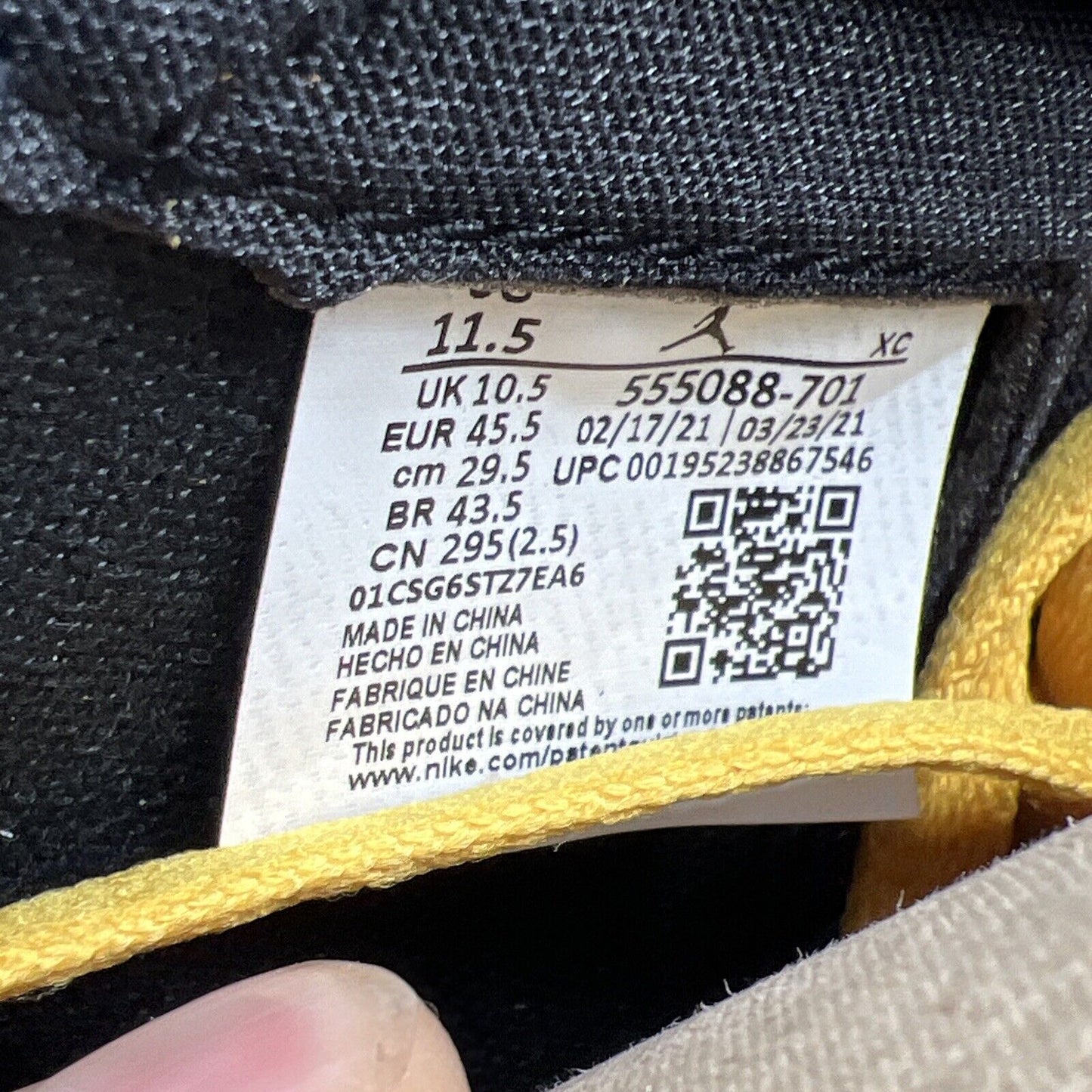 Size 11.5 - Jordan 1 Retro OG High Pollen Black Yellow White (555088-701)