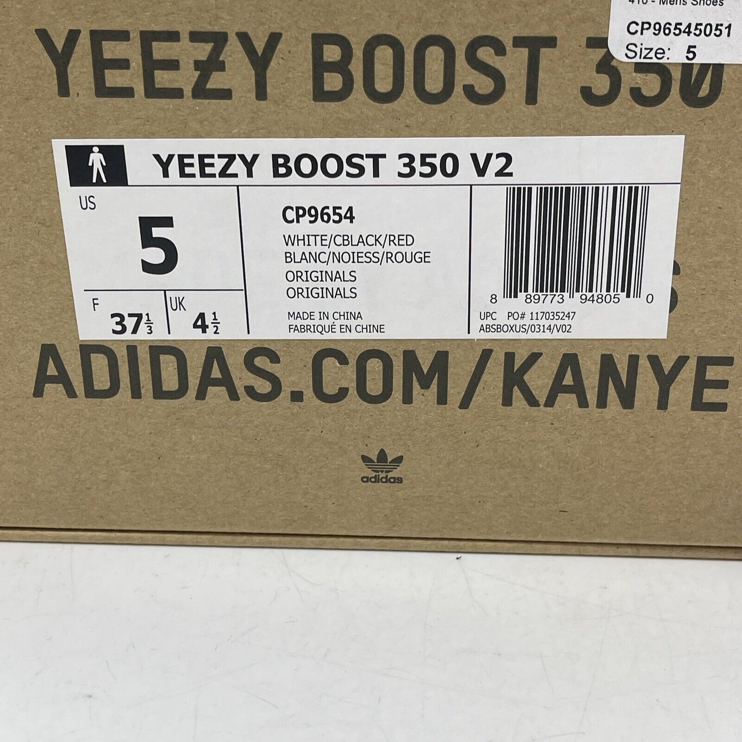 Size 5 - adidas Yeezy Boost 350 V2 Low Zebra White Black Red Suede (CP9654)
