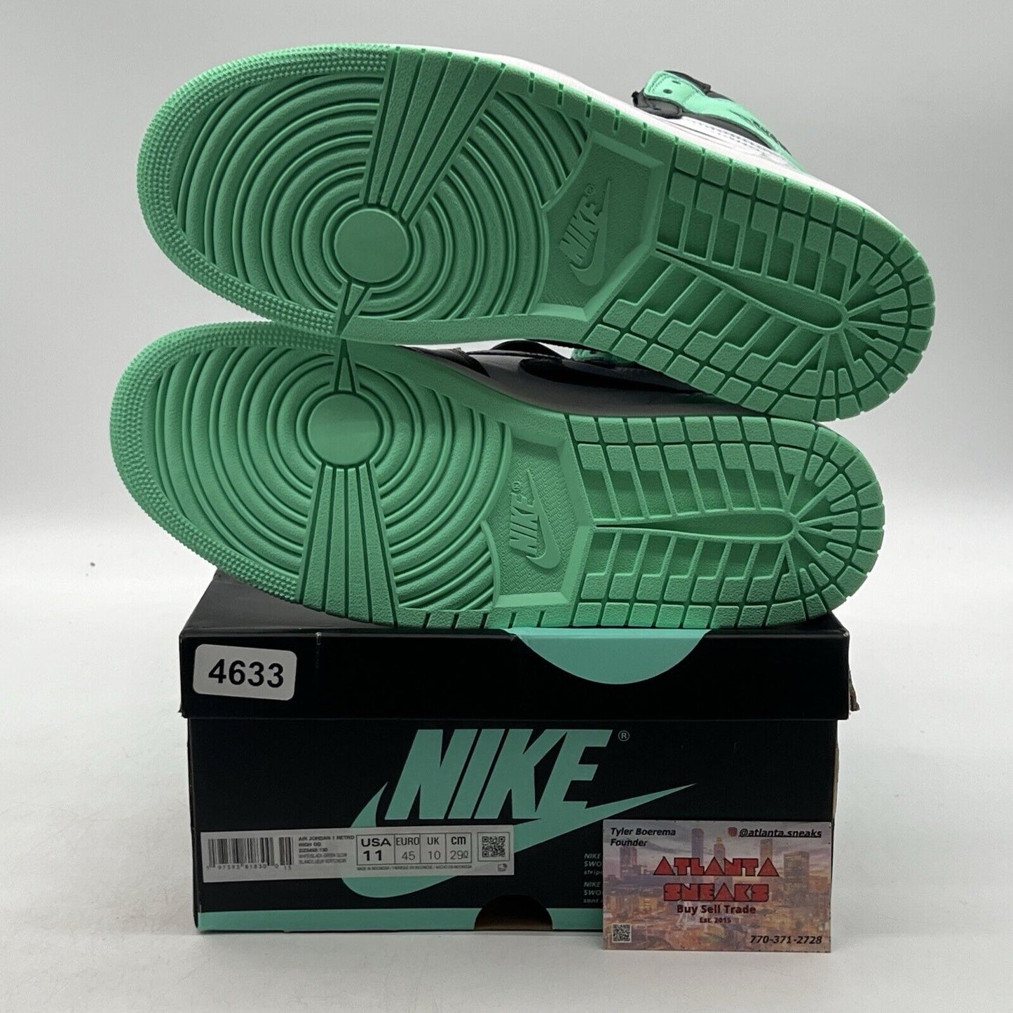 Size 11 - Air Jordan 1 Retro OG High Green Glow White Black Leather.(DZ5495-130)