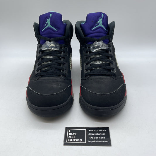 Size 11.5 - Jordan 5 Retro Top 3 Black 2020 Red Purple Suede (CZ1786-001)