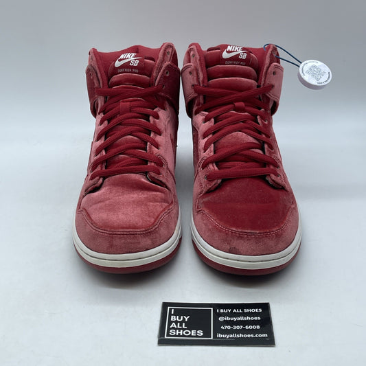 Size 12 - Nike SB Dunk PRM High Red Velvet Suede (313171-661)