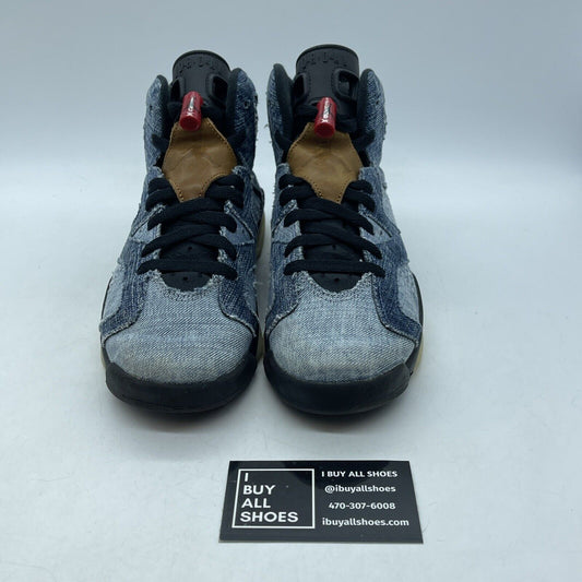 Size 6Y - Air Jordan 6 Retro Washed Denim Blue Black Suede Leather (CV5489-401)