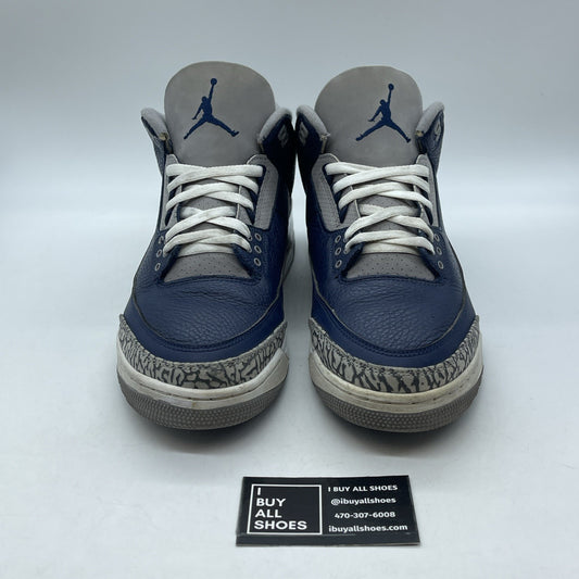 Size 12 - Jordan 3 Retro Georgetown Blue Grey White Suede Leather (CT8532-401)