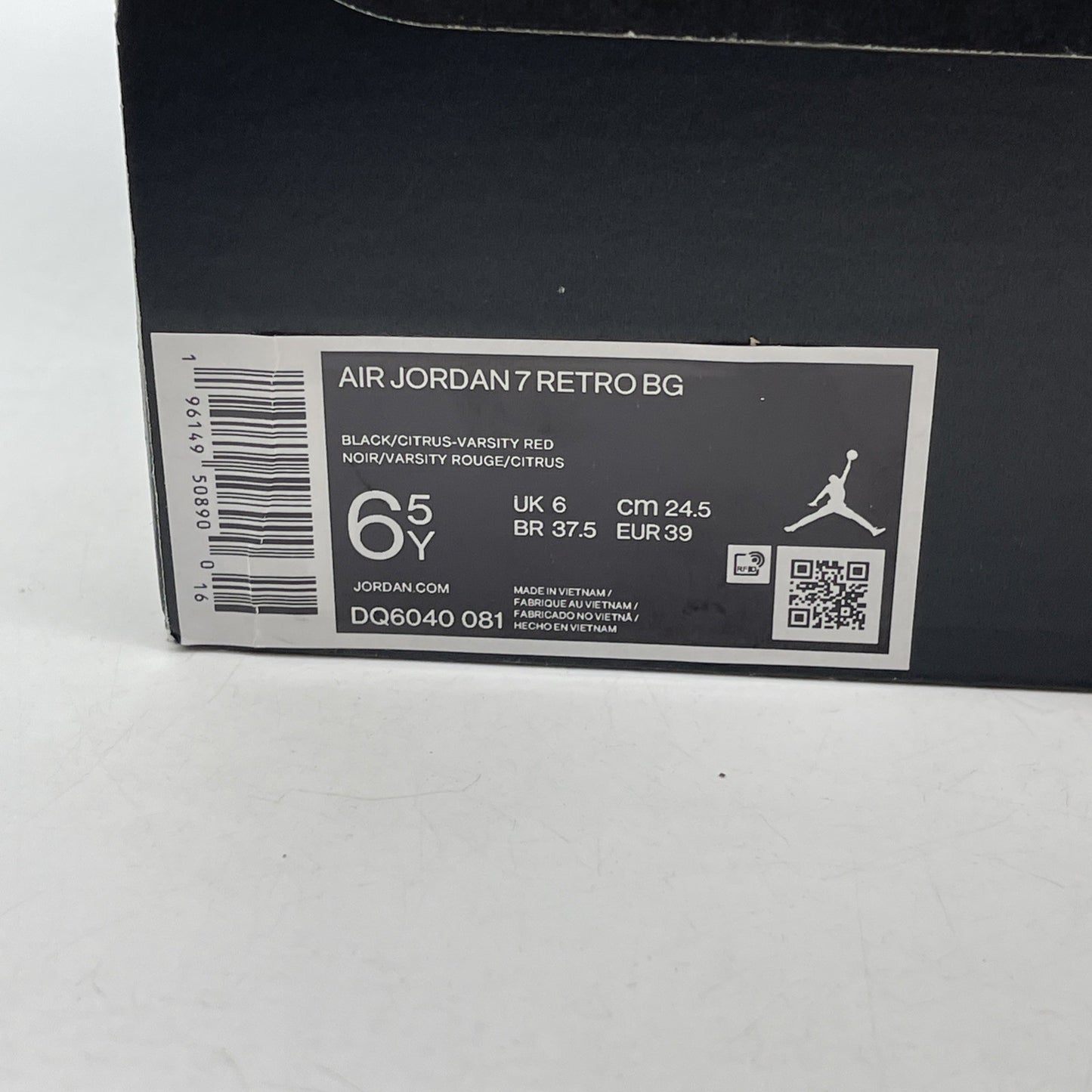 Size 6.5Y - Jordan 7 Retro 2022 Mid Citrus Black Suede (DQ6040-081)