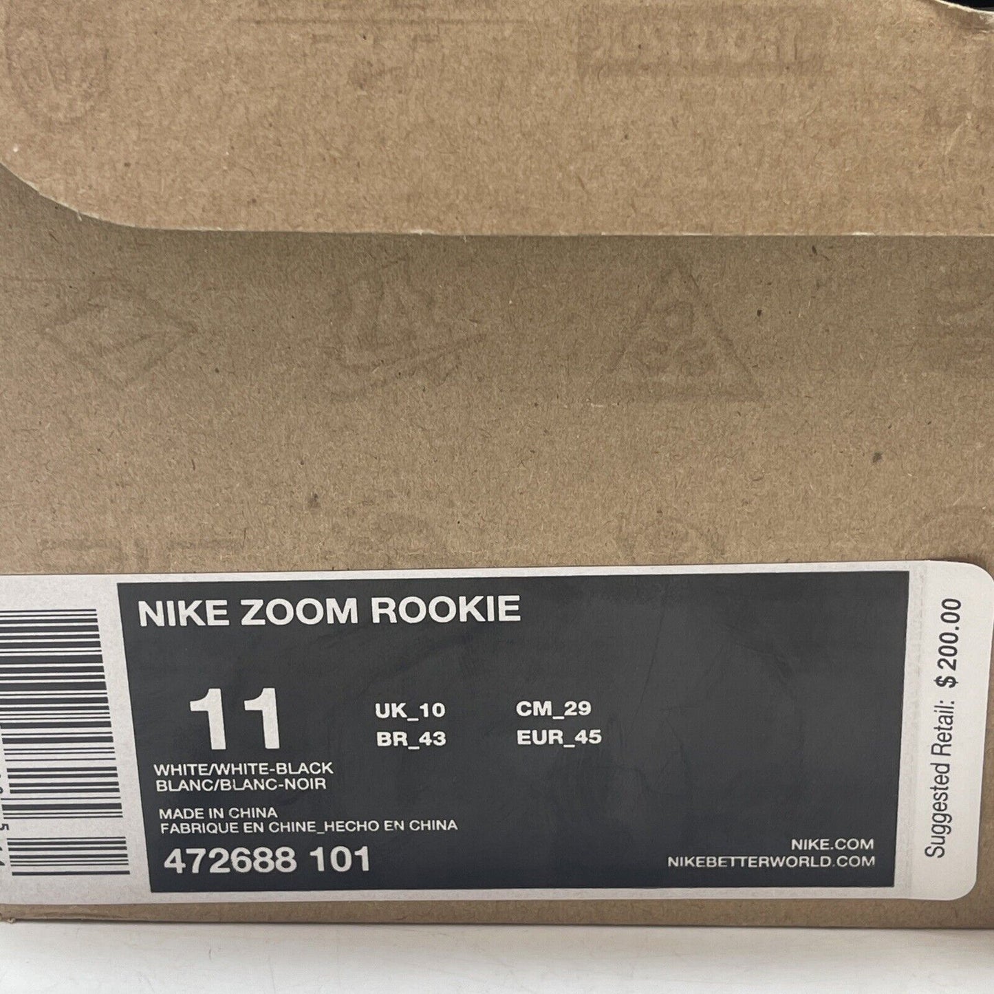 Size 11 - Nike Zoom Rookie Glow In The Dark White Black Silver (472688-101)