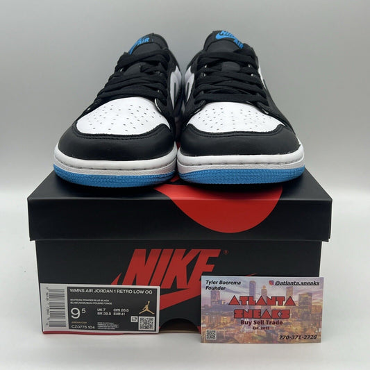 Jordan 1 Retro Low Women's Sneakers Sz 9.5 Black Dark Powder Blue CZ0775-104