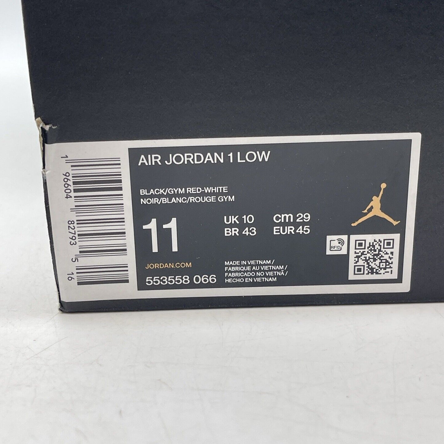 Size 11 - Air Jordan 1 Low Alternate Bred Toe Black White Red (553558-066)