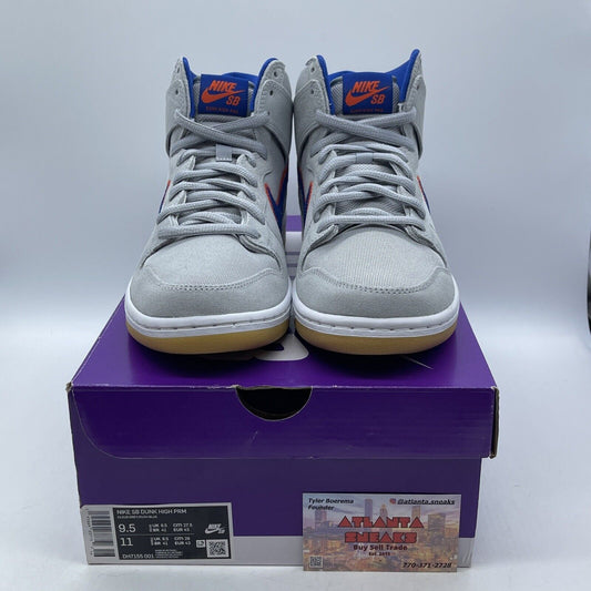 Size 9.5 - Nike Dunk SB High New York Mets Grey Blue Orange Suede (DH7155-001)