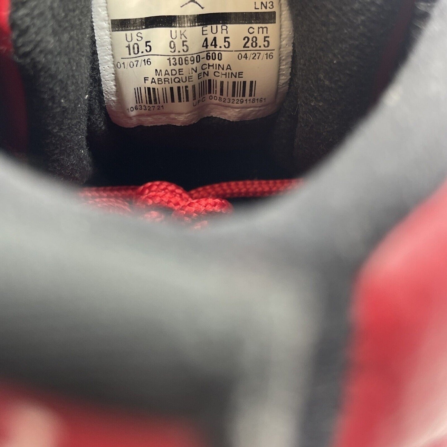 Size 10.5 - Air Jordan 12 Retro Gym Red White Leather Black (130690-600)
