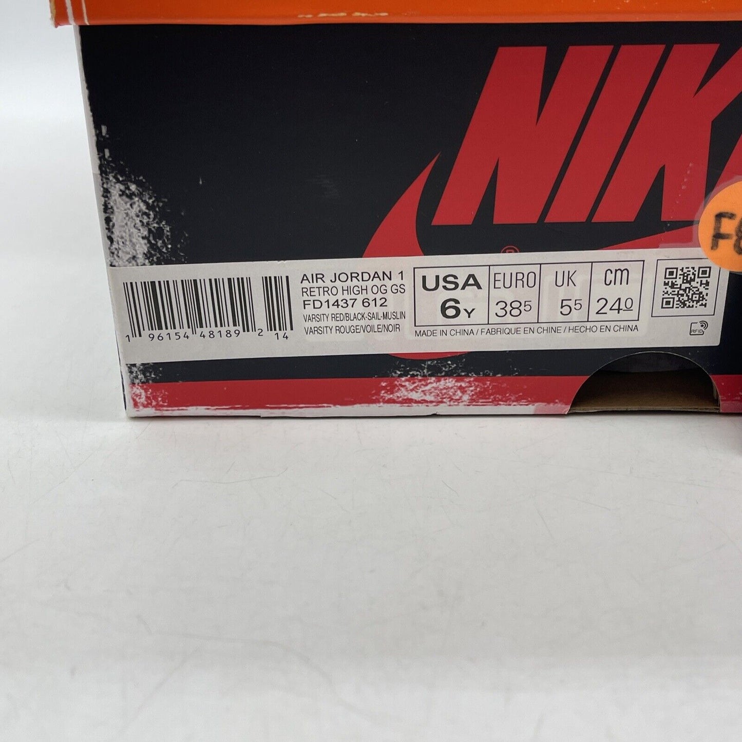 Size 6 (GS) - Jordan 1 Retro OG High Chicago Lost & Found White Red (FD1437-612)
