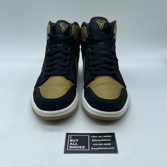 Size 9.5 - Air Jordan 1 Retro High Melo Gold Black Suede Leather (332550-026)