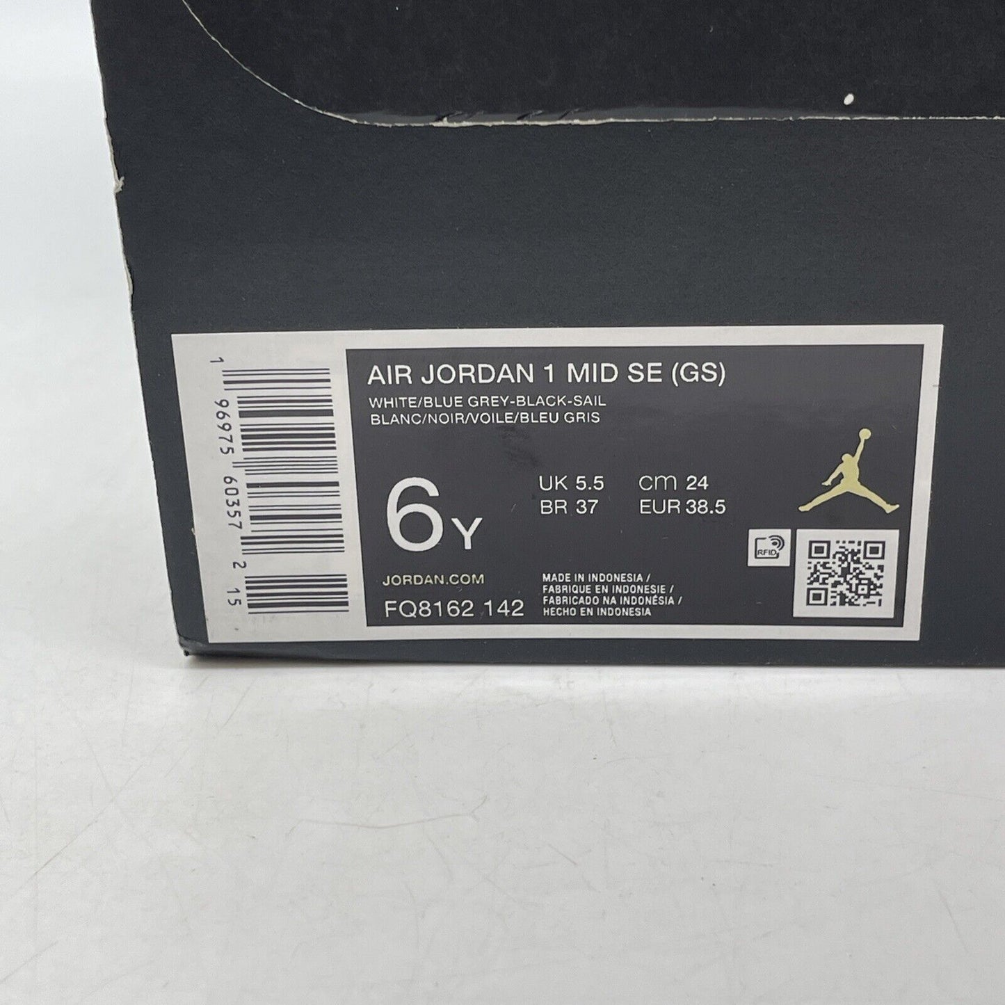 Size 6Y - AIR JORDAN 1 MID SE_WHITE BLUE GREY BLACK Brown Leather (FQ8162-142)