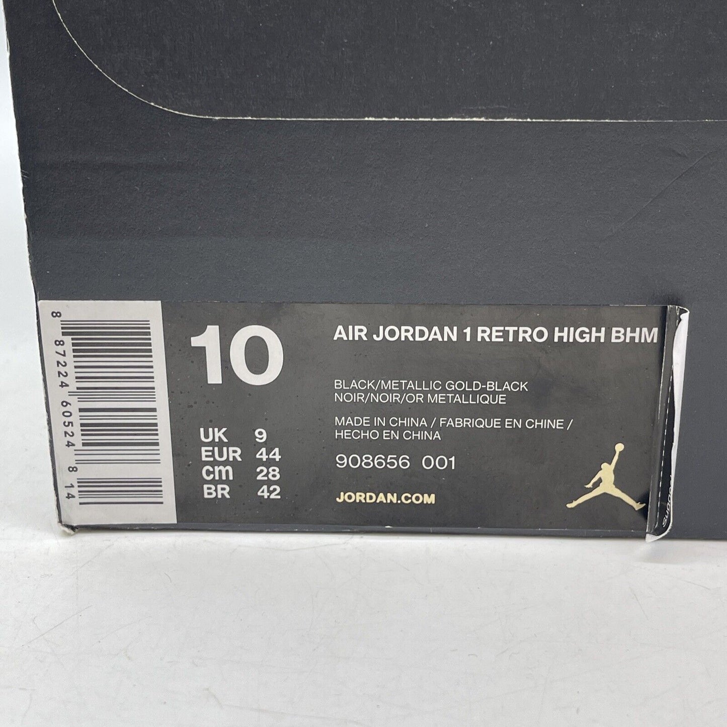 Size 10 - Air Jordan 1 Retro 2017 High BHM Gold Black Leather (908656-001)