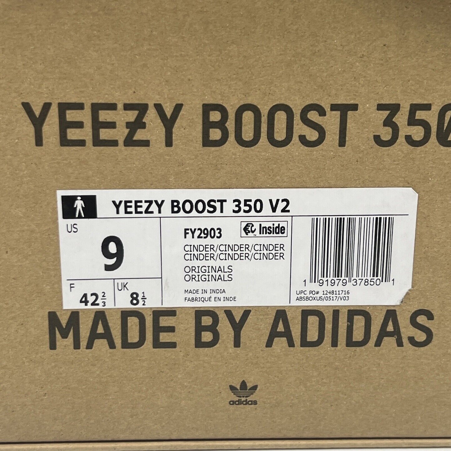 Size 9 - adidas Yeezy Boost 350 V2 Low Cinder Non-Reflective Brand New Og All DS