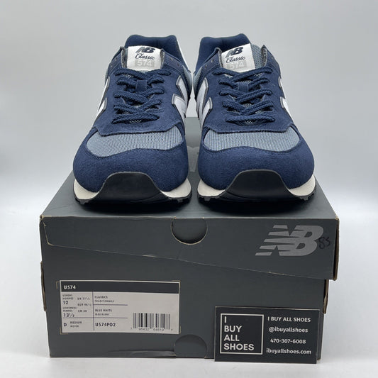 Size 12 - New Balance 574 Navy White Suede Leather (U574PO2)