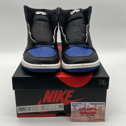 Size 10 - Jordan 1 Retro OG High Royal Toe Black White Blue Leather (555088-041)