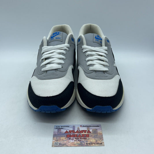 Size 11 - Nike Air Max 1 Essential Wolf Grey White Blue Suede (537383-104)