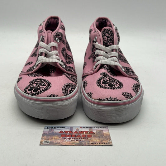 Size 12 - Vans Pink Old Skool Mid Canvas Skate Pink Paisley 