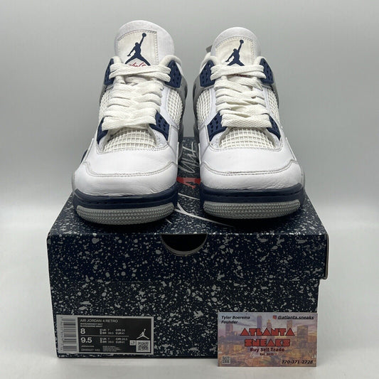 Size 8 - Jordan 4 Retro Mid Midnight Navy White Leather Grey (DH6927-140)