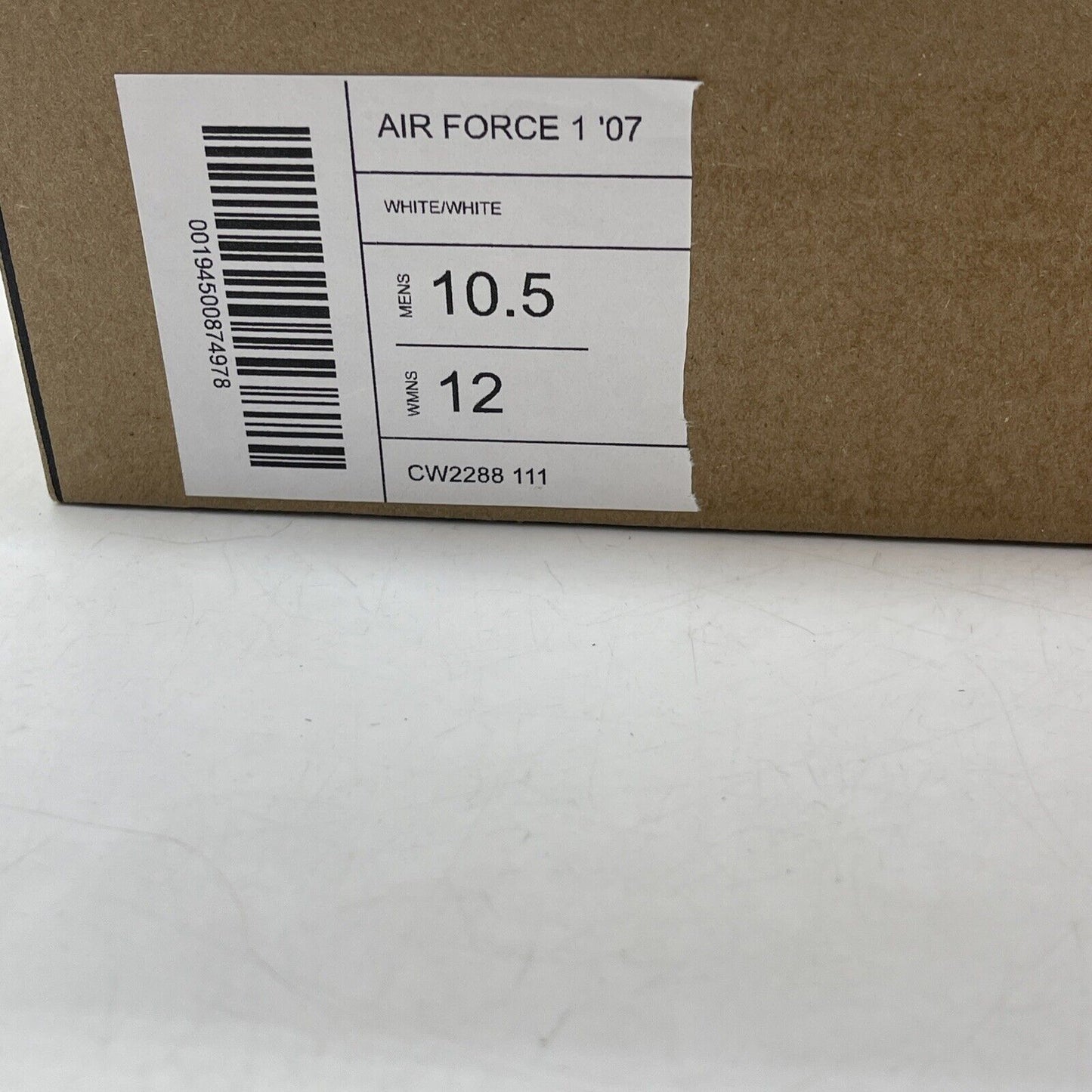 Size 10.5 - Nike Air Force 1 '07 Low Triple White Leather (CW2288-111)