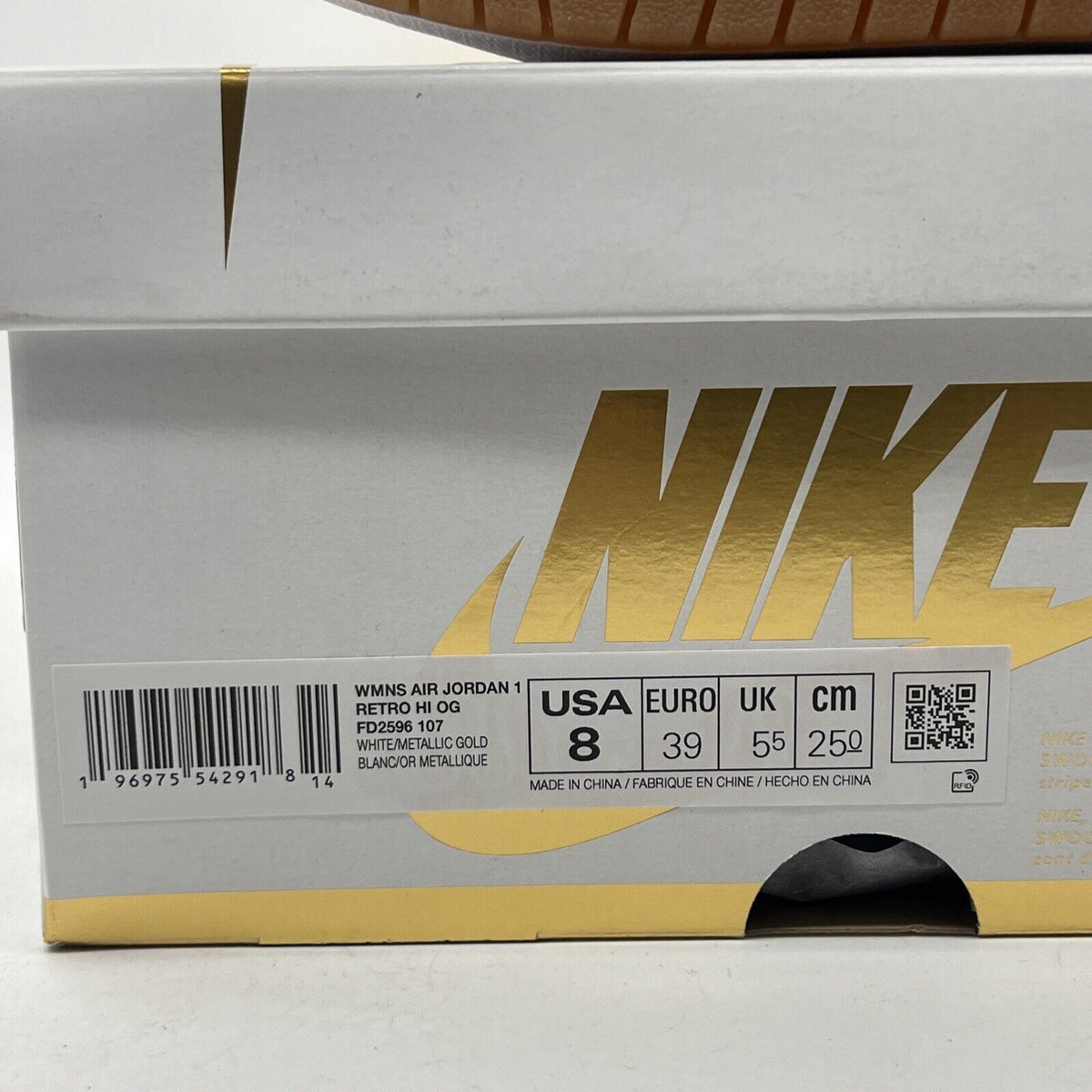 Size 8 - Air Jordan 1 Retro OG High Metallic Gold W White Leather (FD2596-107)