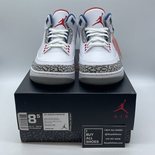 Size 8.5 - Jordan 3 Retro OG Mid True Blue Grey White Suede (854262-106)