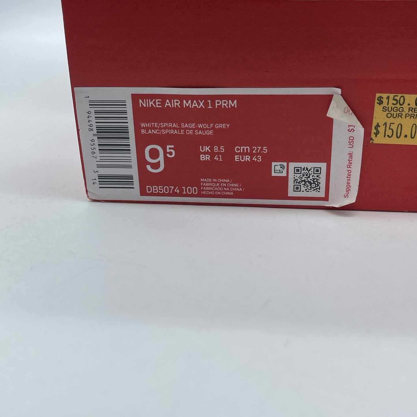 Size 9.5 - Nike Air Max 1 Grey Mint Grey White Leather (AH8145-015)