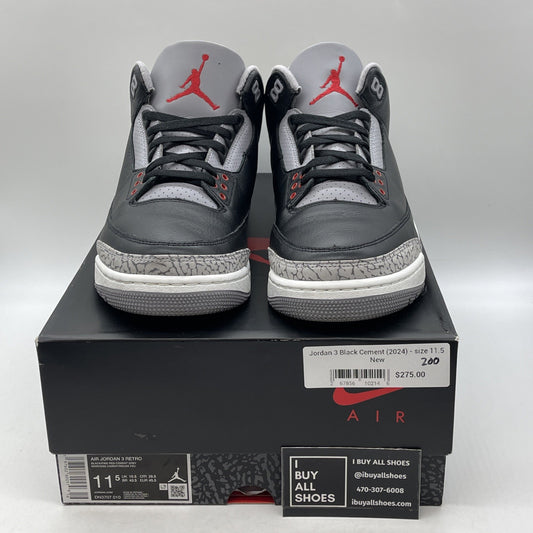 Size 11.5 - Air Jordan 3 Retro OG 2024 Black Cement Suede Leather (DN3707-010)