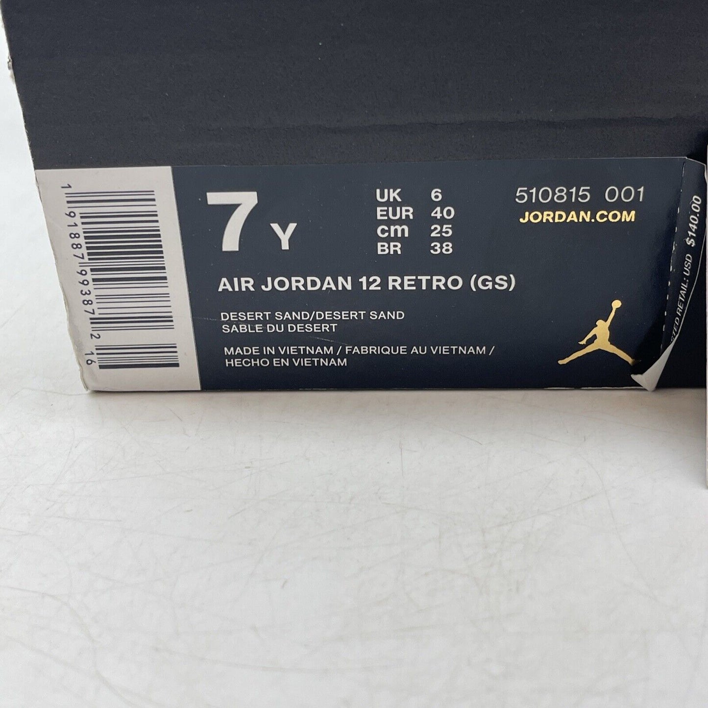 Size 7Y - Jordan 12 Retro Desert Sand (GS) Purple White Leather ( 510815-001)