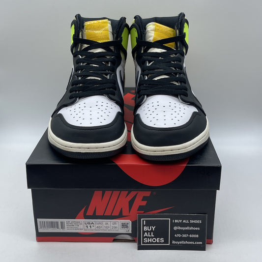 Size 11.5 - Jordan 1 Retro High OG Volt Black White Leather (555088-118)