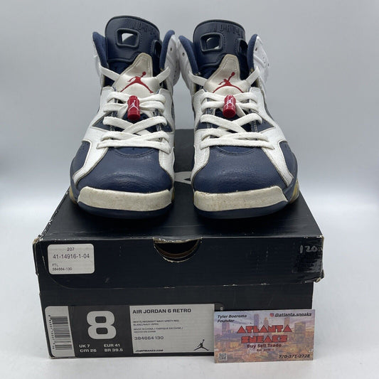 Size 8 - Air Jordan 6 Retro 2012 Olympic Blue White Leather (384664-130)