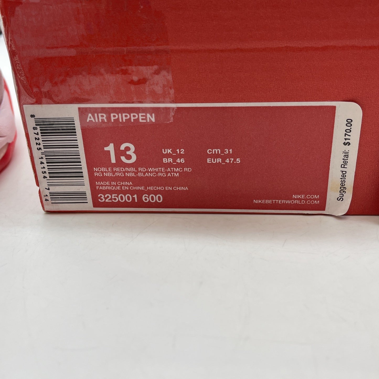 Size 13 - Nike Air Pippen 1 Noble Red White Leather (325001-600)