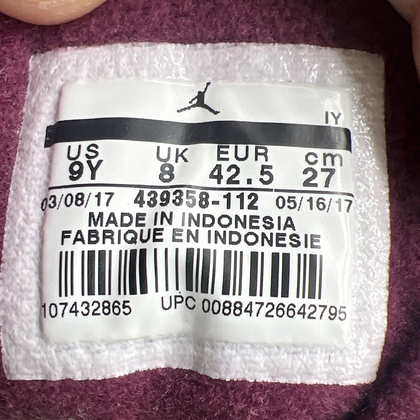 Size 9Y - Jordan 13 Retro Bordeaux Maroon Cream Suede (439358-112)