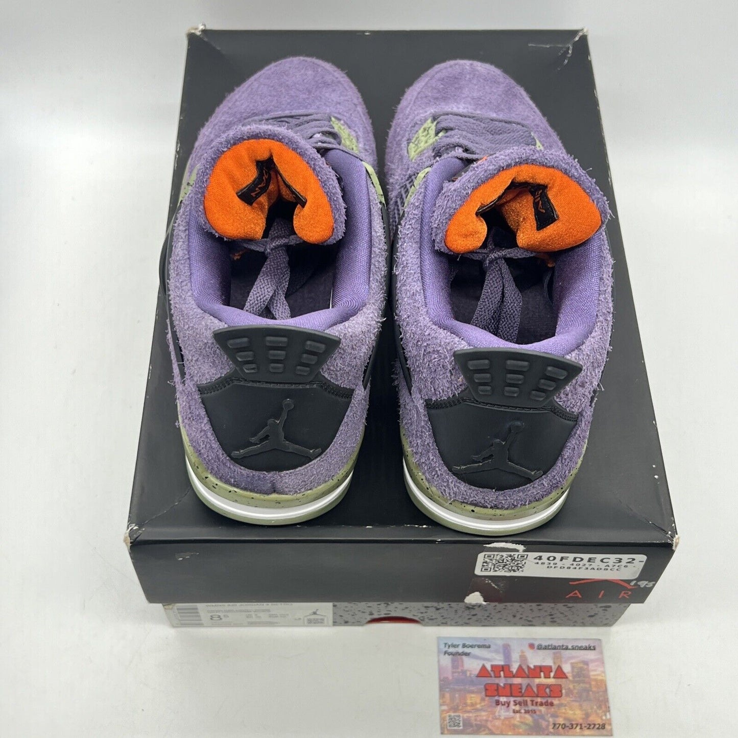 Size 8.5 - Jordan 4 Retro Mid Canyon Purple W Orange Black (AQ9129-500)