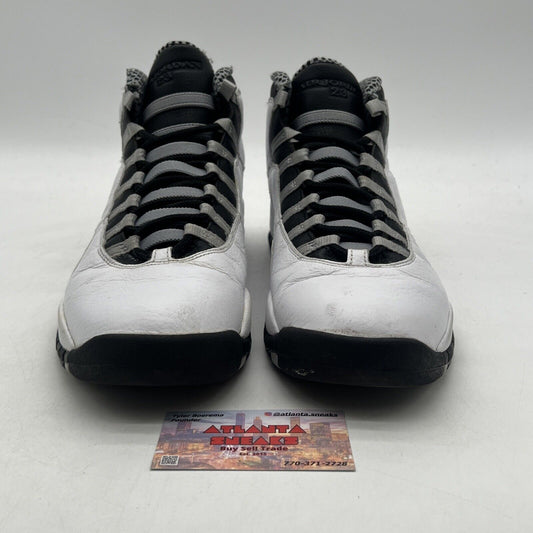 Size 11 - Air Jordan 10 Retro 2013 Steel White Grey Black Leather (310805-103)
