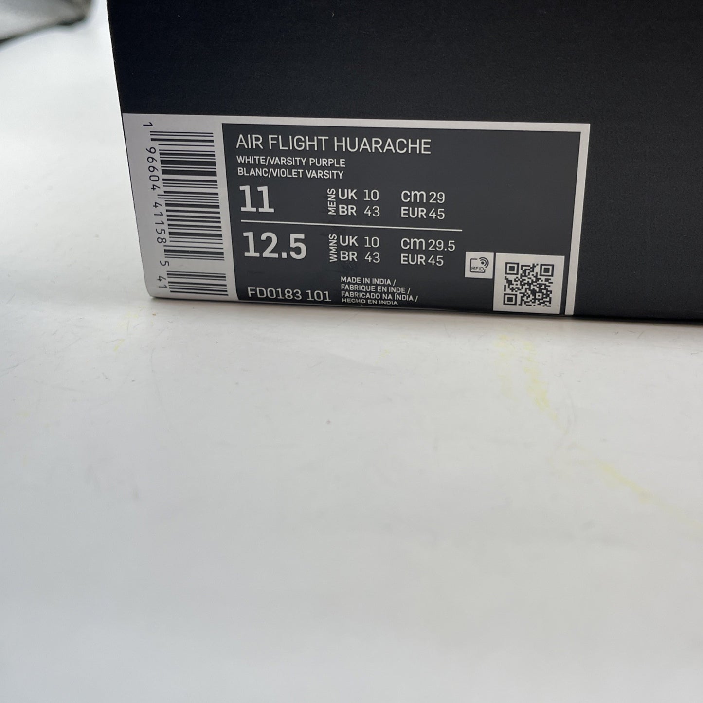 Size 11 - Nike Air Flight Huarache White Varsity Purple Suede (FD0183-101)