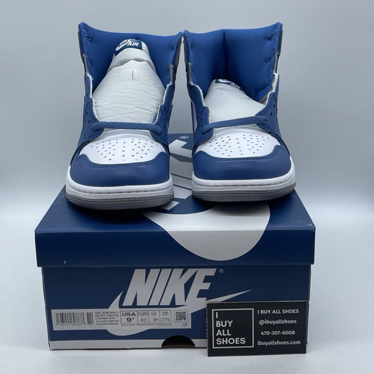 Size 9.5 - Jordan 1 Retro OG High True Blue White Leather (DZ5485-410)
