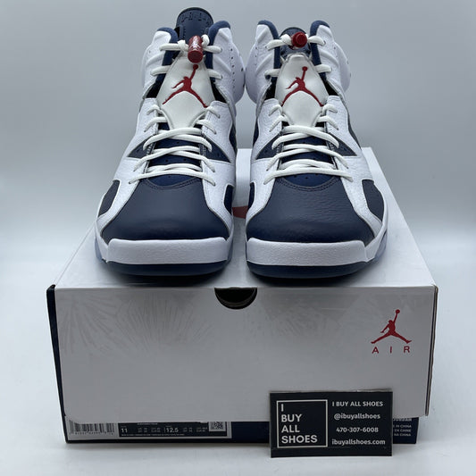 Size 11 - Air Jordan 6 Retro 2024 Olympic White Blue Leather (CT8529-164)