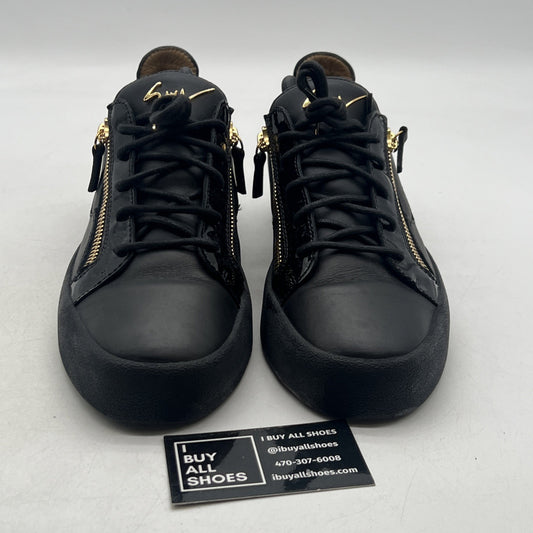 Size 43 - GIUSEPPE ZANOTTI LEATHER GOLD ZIPPERS LOW TOPS
