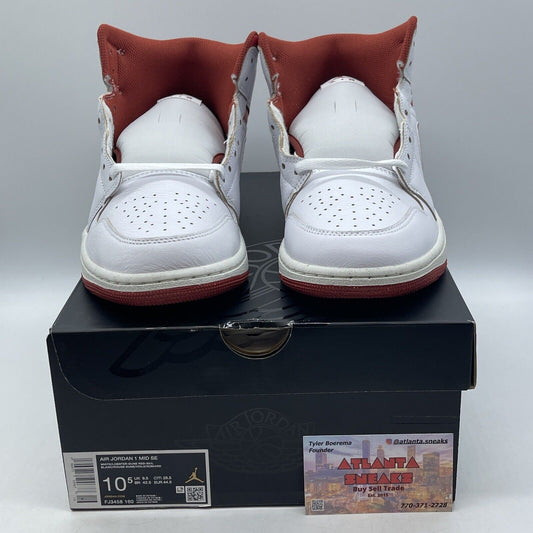 Size 10.5 - Air Jordan 1 Mid SE White Dune Red Leather (FJ3458-160)