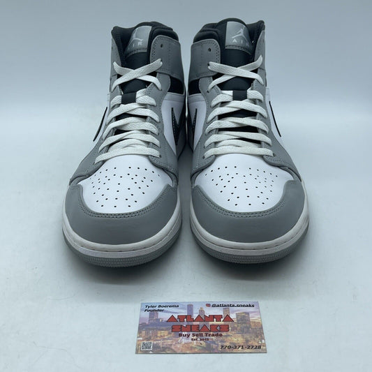 Size 12 - Jordan 1 Mid Light Smoke Grey Black White Leather (554724-078)