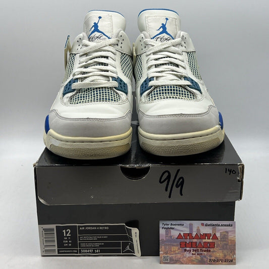 Size 12 - Air Jordan 4 Retro 2006 Military Blue White Leather (308497-141)