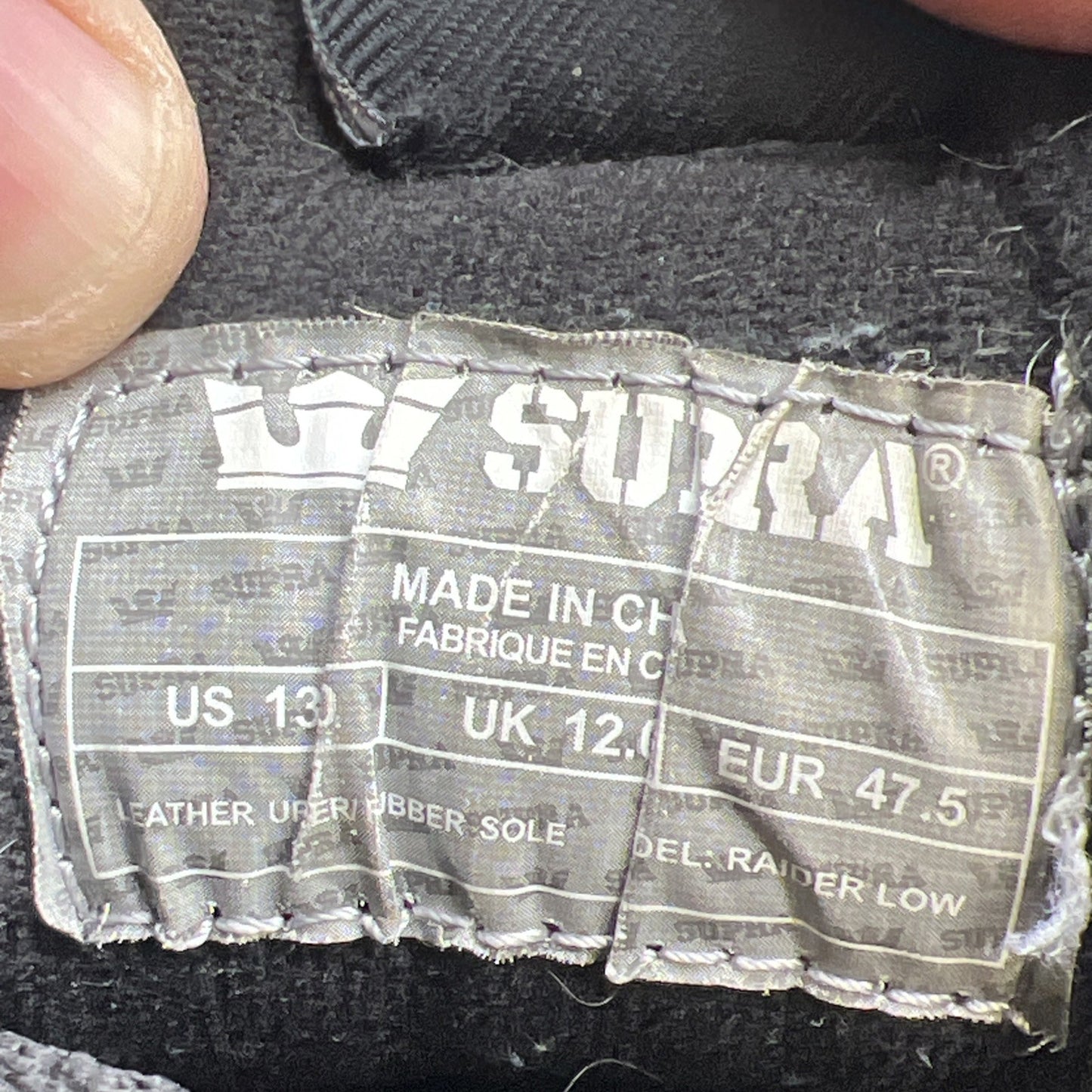 Size 13 - Supra Raider Low Pro Elephant Black Turq