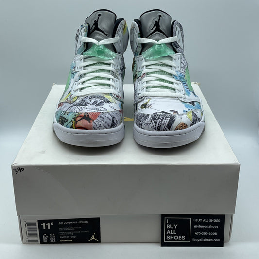 Size 11.5 - Air Jordan 5 Retro Wings White Blue Leather (AV2405-900)