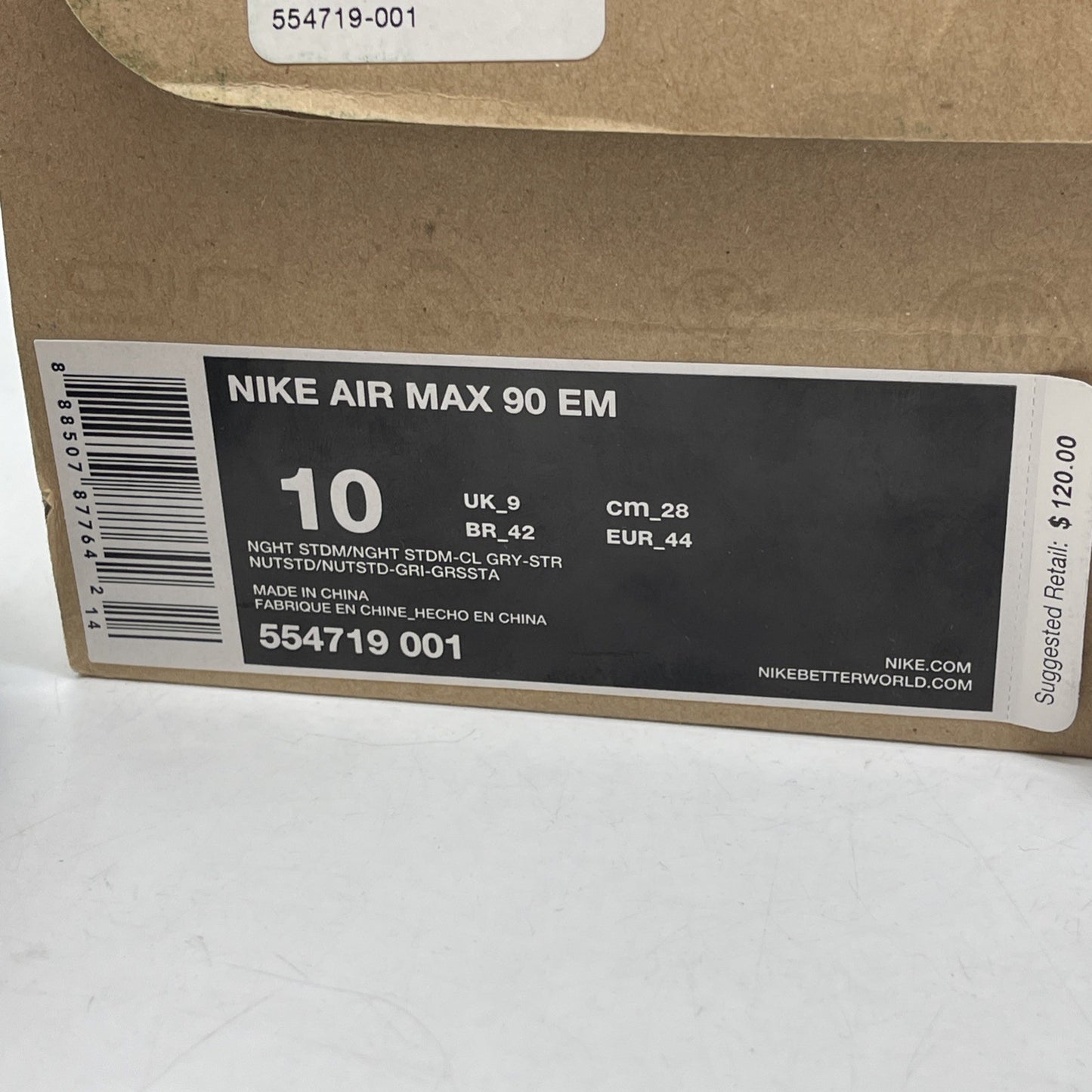 Size 10 - Nike Air Max 90 EM Black Grey Red Suede Leather (554719-001)